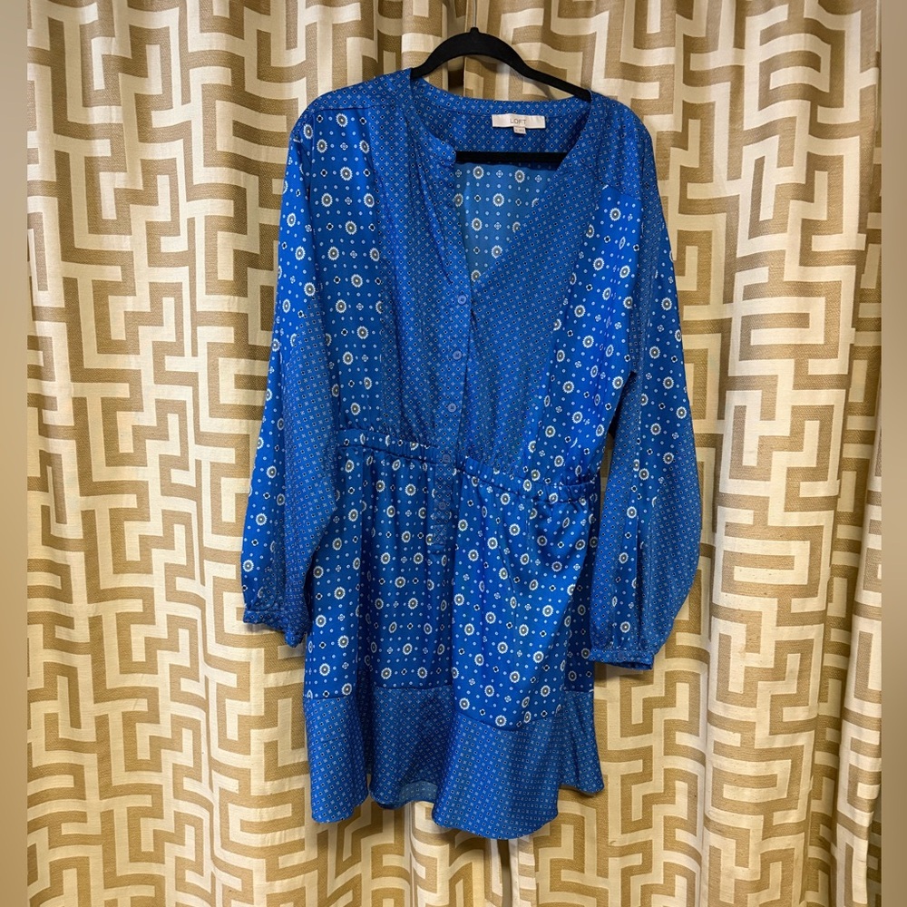 LOFT Blue Floral Pattern Dress